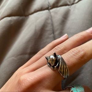 Sterling silver bat ring